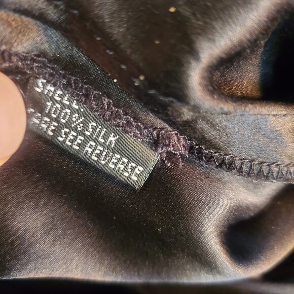 Carmen Marc Valvo Collection Black lined silk pants with hidden back zipper - Picture 8 of 8